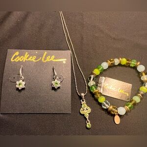 Cookie Lee- green set necklace, bracelet, earrings